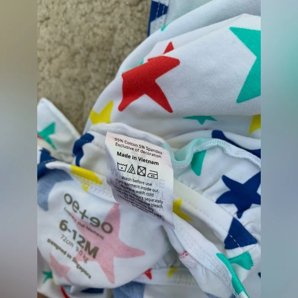 Oeteo Size 6-12 Months Colorful Star Print Adaptive Bodysuit One Piece